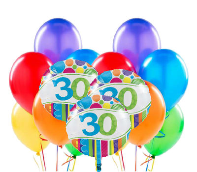 30 Yaş Rengarenk Balon Demeti 23 Adet