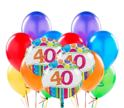 40 Yaş Rengarenk Balon Demeti 23 Adet