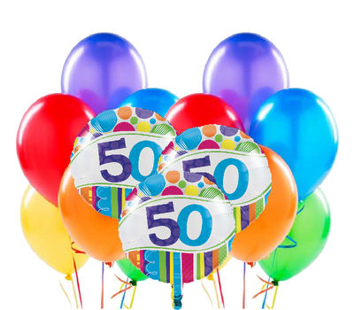 50 Yaş Rengarenk Balon Demeti 23 Adet