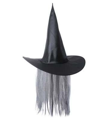 Cadı Şapkası Gri Renk Uzun Saçlı