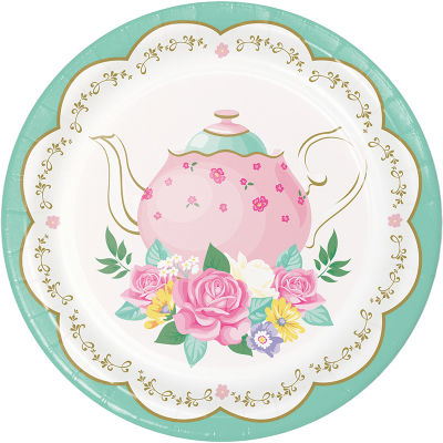 Çay Partisi Çiçekler Pasta Tabağı 8 Adet