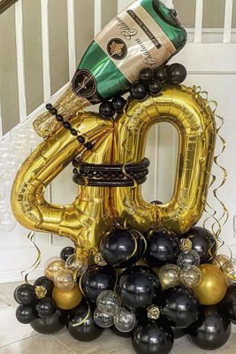 Doğum Günü Balon Arajman Yaş Temalı Şampanya