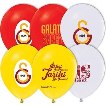 Galatasaray Baskılı Lisanslı Latex Balon 6 Adet Sarı Kırmızı