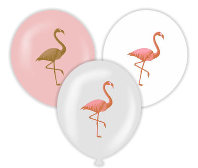Flamingo Şeffaf-Pembe Baskılı Balon 6 Adet