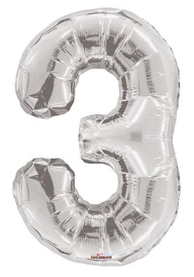 Folyo Balon 3 Rakamı Gümüş 100 cm