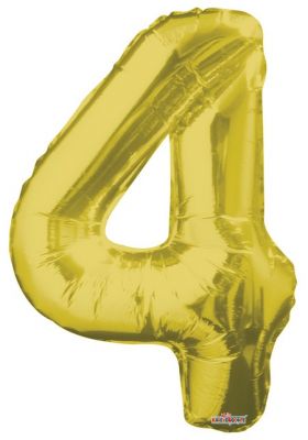 Folyo Balon 4 Rakamı Gold//Altın Renk 100 cm