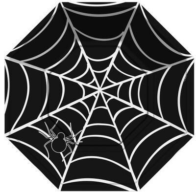 Halloween Örümcek Ağı Siyah Tabak 8 Adet