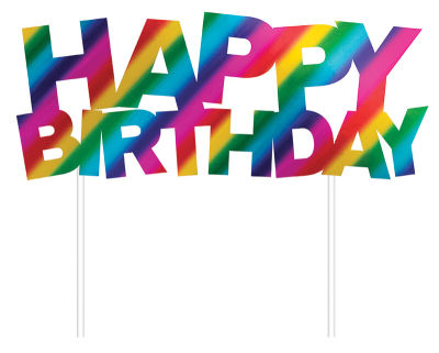 Happy Birthday Renkli Folyo Çubuklu Pasta Yazısı