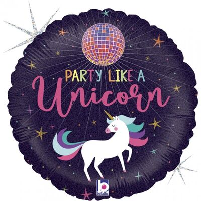 Happy Birthday Disco Toplu Unicorn Folyo Balon 45 cm