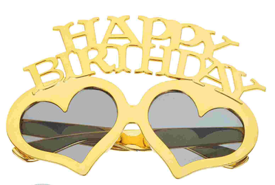 Happy Birthday Kalpli Altın Renk Parti Gözlüğü