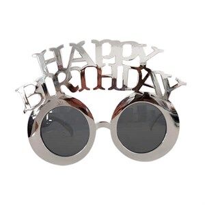 Happy Birthday Yazılı Parti Gözlüğü Gümüş Renk