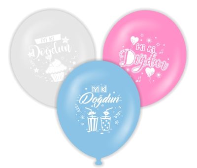 İyi Ki Doğdun 10 lu Karışık Renkli Latex Balon