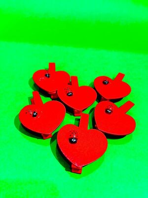 Kırmızı Kalpli Uğur Böceği Mandallar 6 Adet