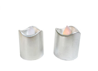 Led Işıklı Gümüş Renk Mum Pilli 3,5x4,5 cm