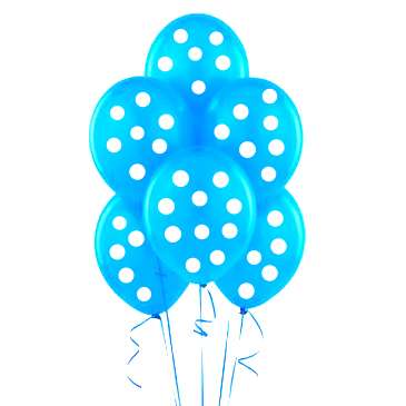 Mavi Beyaz Puanlı 10 lu Latex Balon