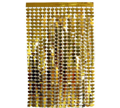 Metalize Gold Kalpli Kapı Perdesi - Duvar Fonu