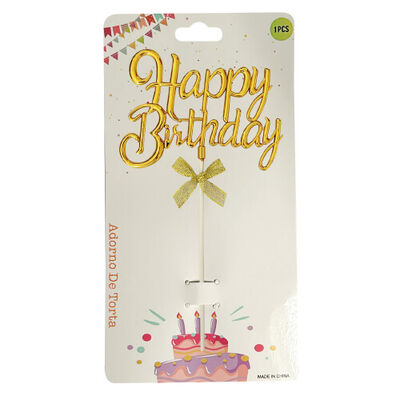 Pasta Üstü Çubuk Happy Birthday Altın