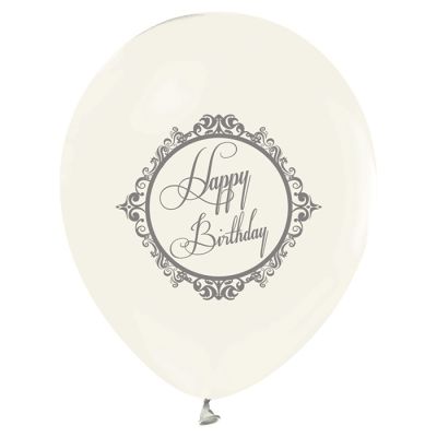 Şeffaf Gümüş Happy Birthday Baskılı 10 Lu Balon