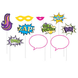 Parti Dünyası - Superhero Girl Fotoğraf Çekme Aksesuarları 10 Adet Parti Dünyası - Superhero Girl Fotoğraf Çekme Aksesuarları 10 Adet