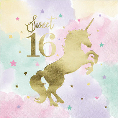 Unicorn Partisi Sweet 16 Peçete 16 Adet