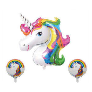 Unicorn Renkli ( Rainbow ) Supershape Folyo Balon 3'lü Set